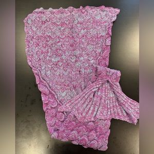 Knitted pink and blue Mermaid Blanket -77” long - New without tags